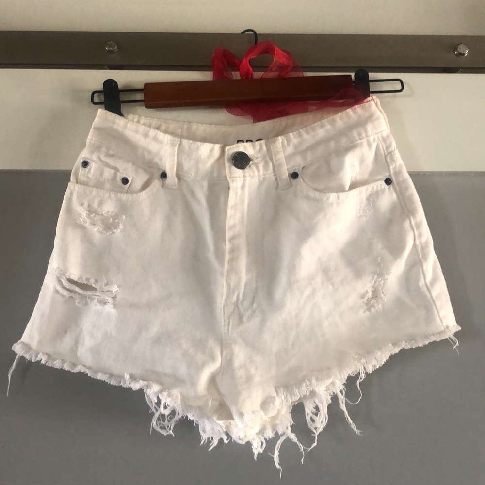 White jean shorts